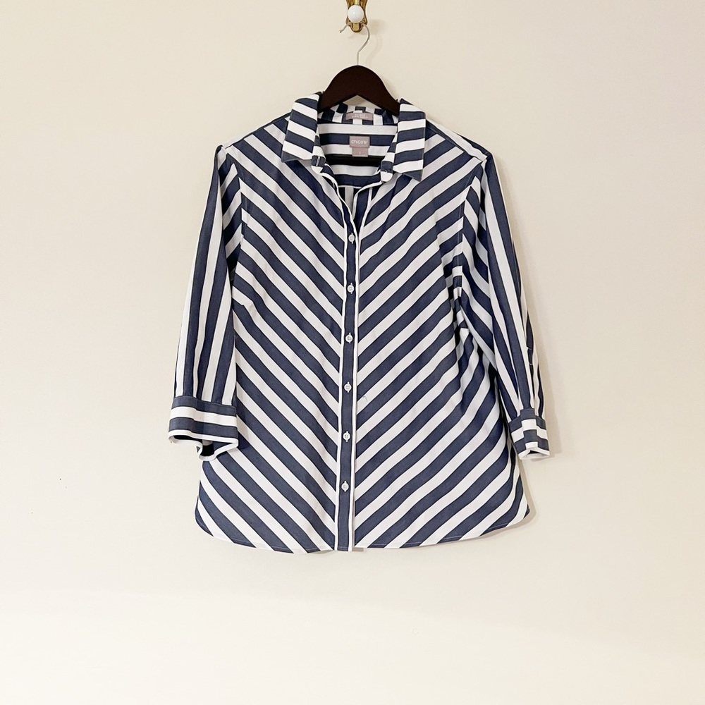 Chico’s No Iron Striped Button Down